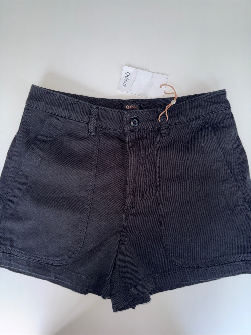 Quince Black High-Waist Utility Shorts